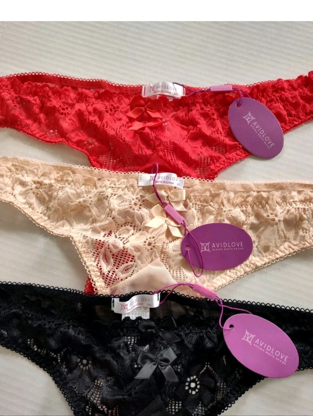 Avidlove Women's Thong Underwear Size 2X Lot Of 3 Pr Sexy Lace Panties